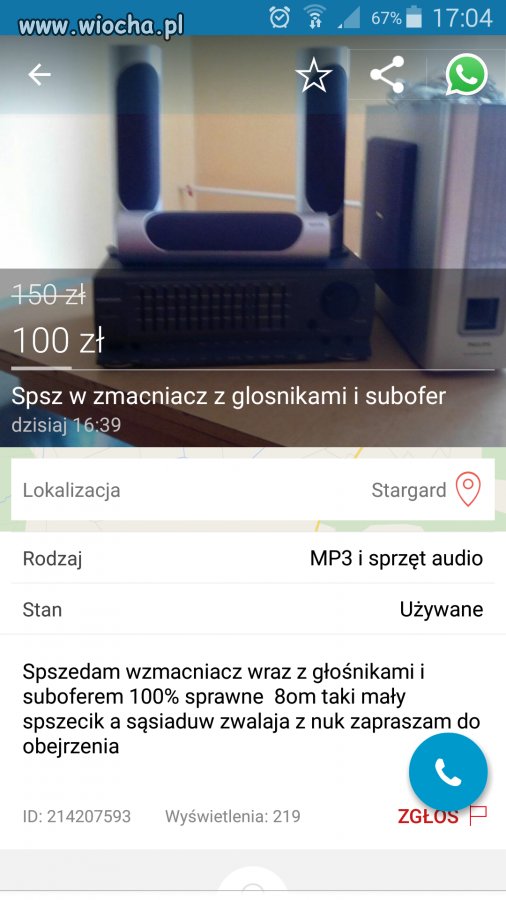 Spszecik zwala z nuk
