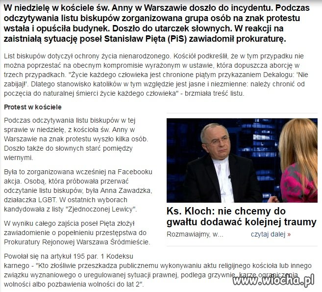 Strach z kościoła wyjść na znak protestu. 