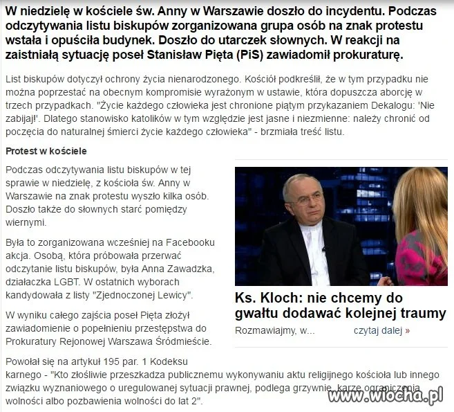 Strach z kościoła wyjść na znak protestu. 