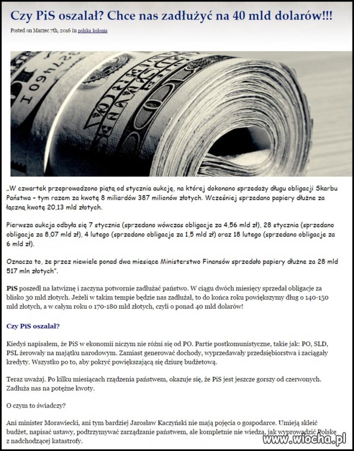Tak narzekaliście,że PO przez 8 lat zadłużyło
