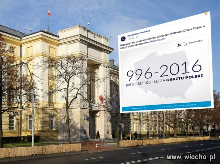 Kancelaria Premiera pomyliła datę chrztu Polski
