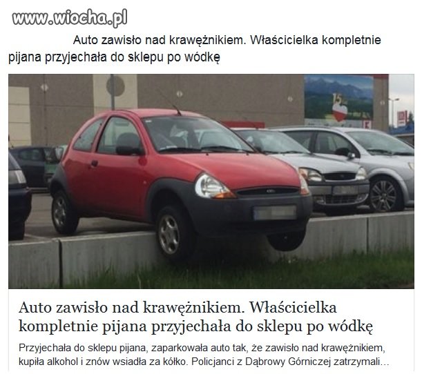 Pijana przyjechała do sklepu po alkohol.