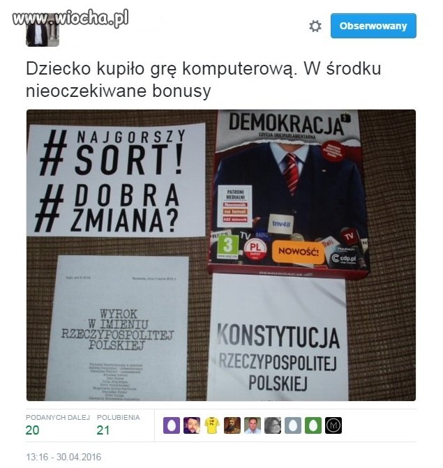 Zestaw patriotyczny na marsze KODu. 