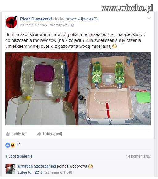 Miał być żart na FB a skończyło się na Policji...