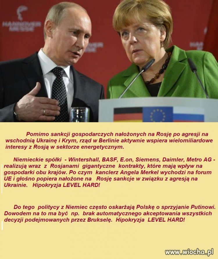 Hipokryzja Niemiec. Oficjalnie popierają sankcje na Ros