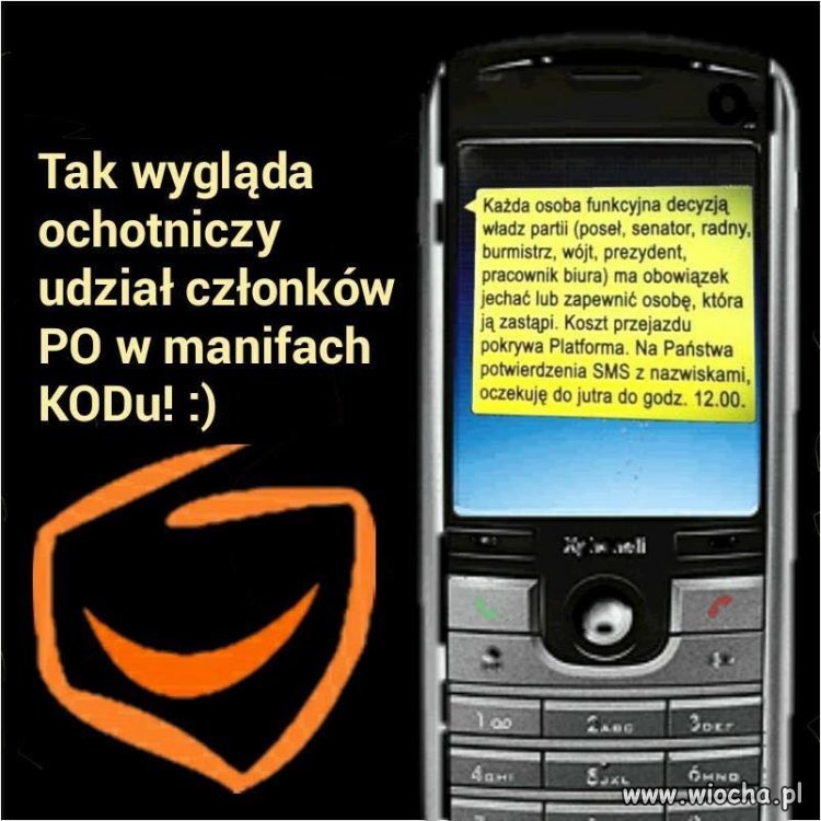 Taki sms dostał każdy członek PO