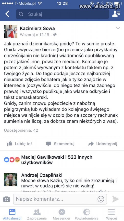 Ksiądz Sowa o przyjacielach z tvn?   
