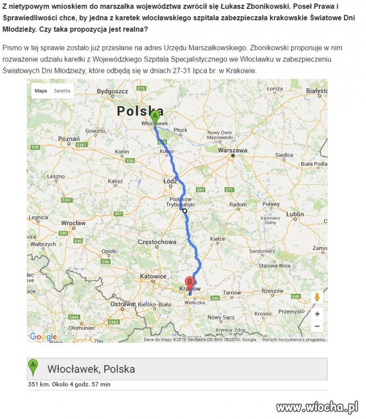 Zbonikowski chce wysłać karetkę