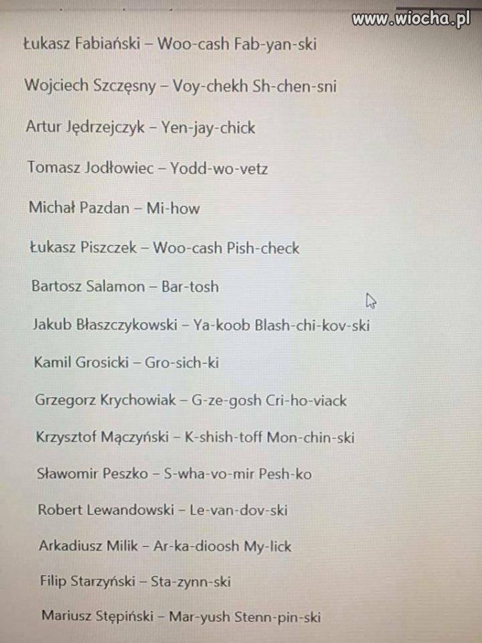 Mała ściągawka dla komentatorów 