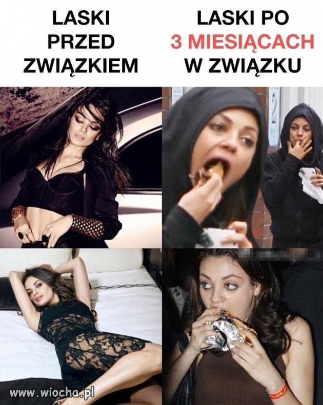 Laski przed i po 3 miesiącach związku
