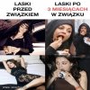 Laski przed i po 3 miesiącach związku