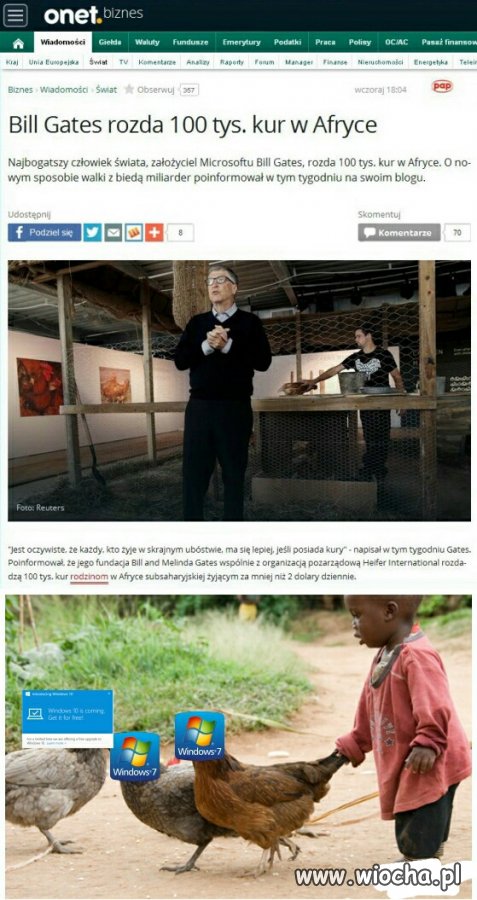 Bill rozdaje kury 