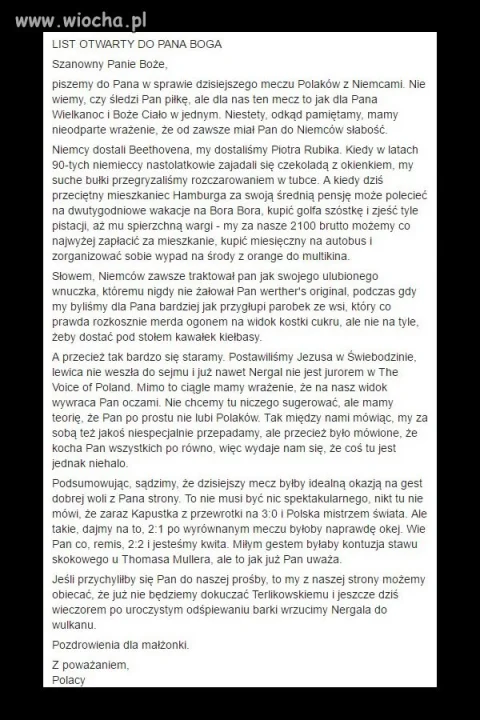List do Pana Boga