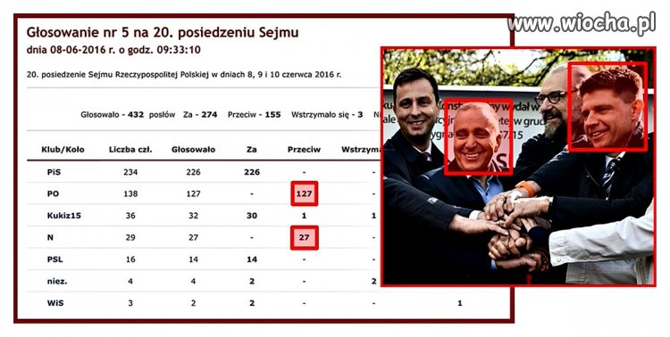 Na plecach zwolenników KOD.