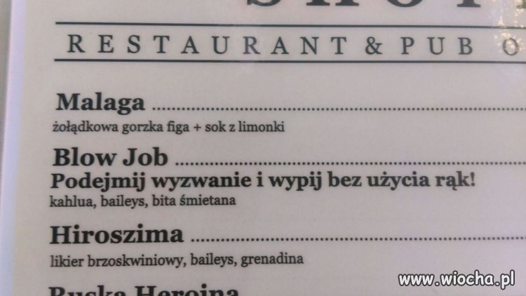 I takie menu ja rozumiem w PUBie Opole