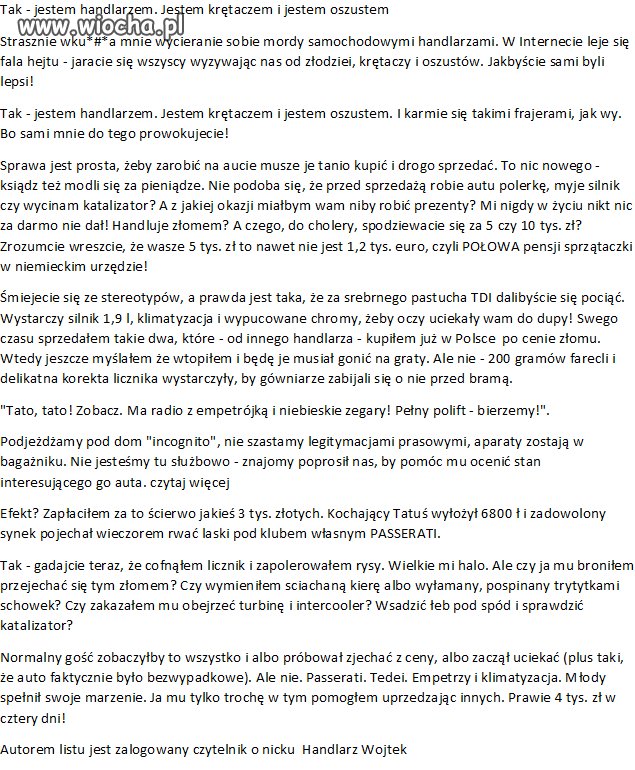 Sam nie wiem czy to wiocha czy prawda handlowca???