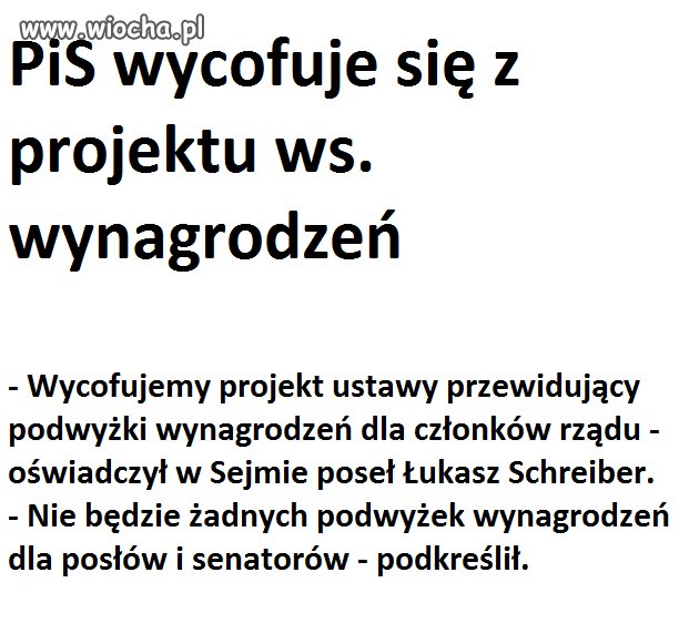 PiS wycofuje się z projektu ws. wynagrodzeń