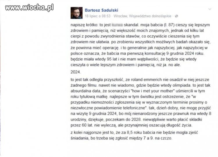87-latka odesłana na zabieg... w 2024 roku.