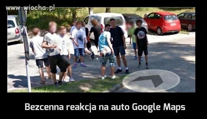 Bezcenna reakcja na auto Google Maps