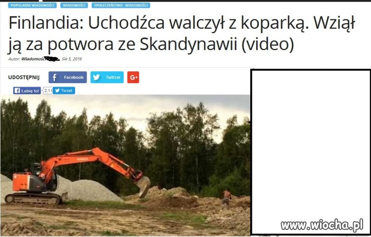Uchodźca walczy z koparką-potworem