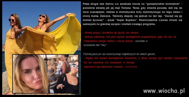 Hanna Lis żali się na brak pieniędzy 