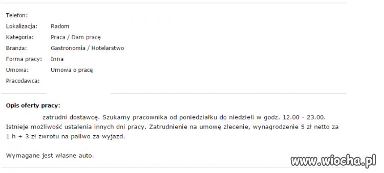 Super stawka za pracę