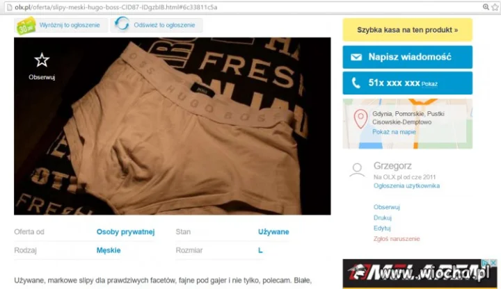 Używane gacie na sprzedaż 