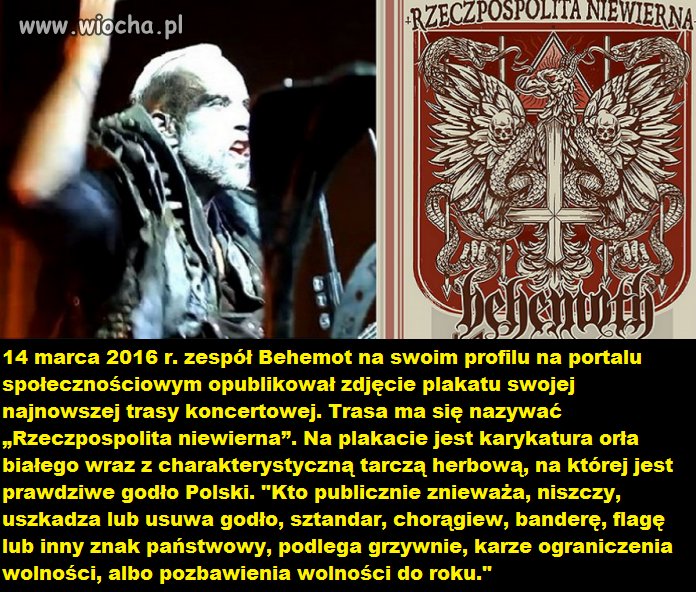Zespół Behemot sprofanował polskie godło.