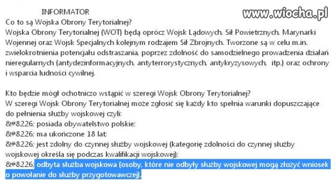 Obrona terytorialna dla bezrobotnych lub starszych