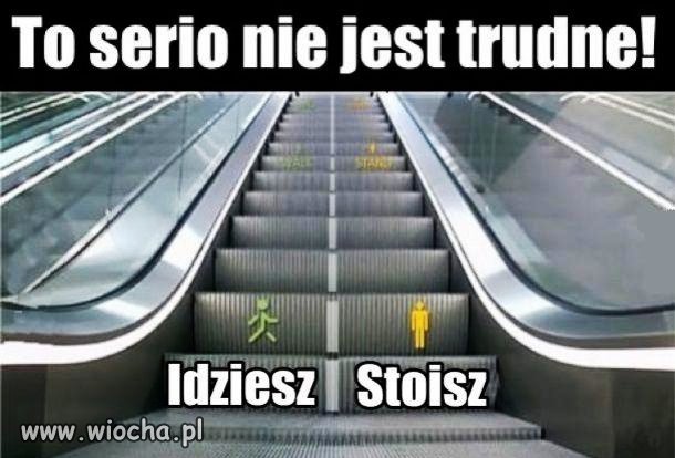 Prosta zasada na ruchomych schodach