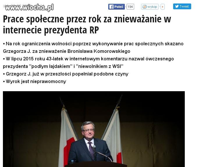 Za obrazę komorowskiego ukarany, a za obrazę Dudy 