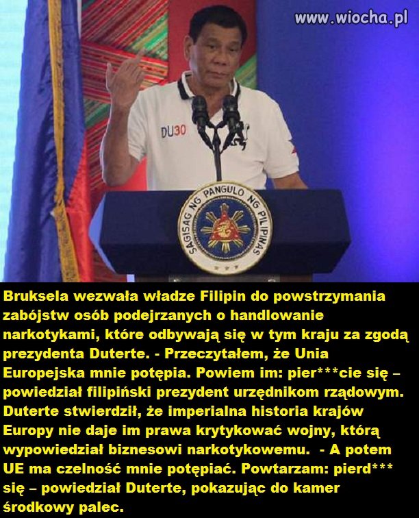 Rodrigo Duterte pokazał co sądzi o krytyce...