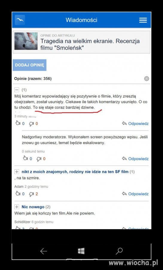 Pozytywne wypowiedzi o filmie są usuwane.
