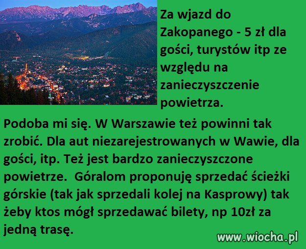 Płatny wjazd do Zakopca