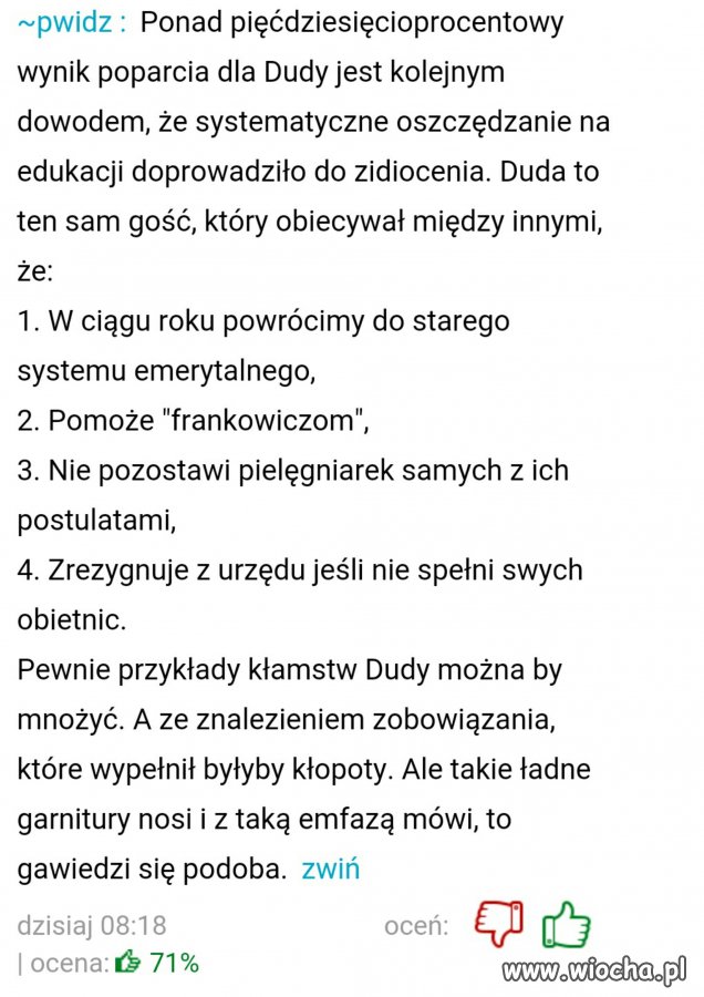 Komentarz znaleziony na jednym z portali informac.
