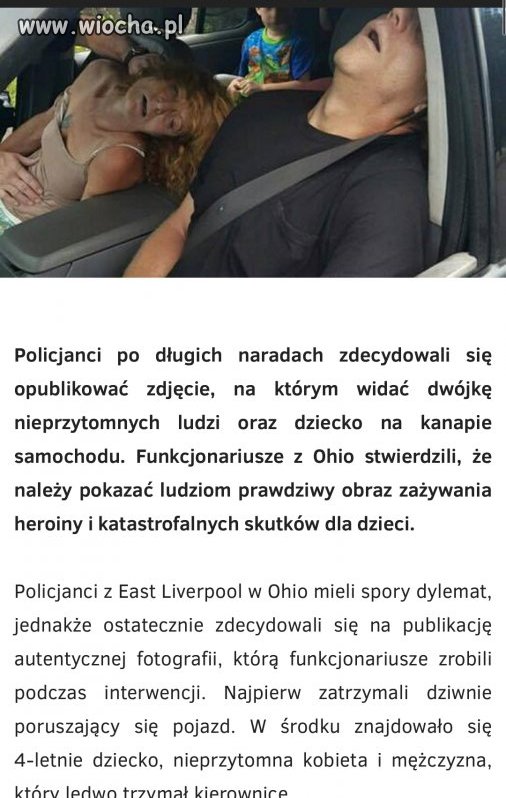 Heroina, samochód, rodzina z dzieckiem 