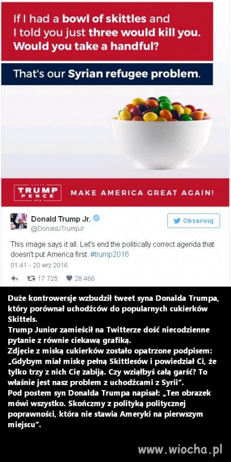 Ciekawe porównanie syna Trumpa...