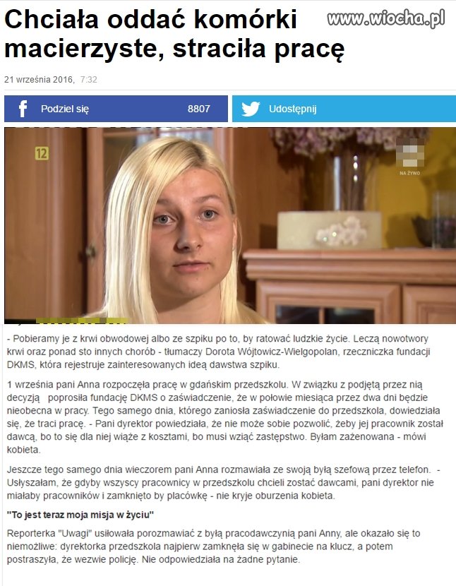 In vitro-nie,badania prenatalne-nie,dawanie szpiku