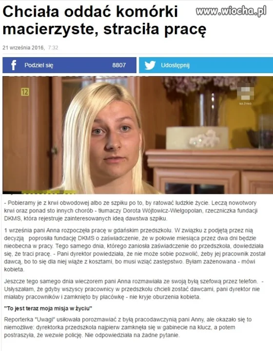In vitro-nie,badania prenatalne-nie,dawanie szpiku