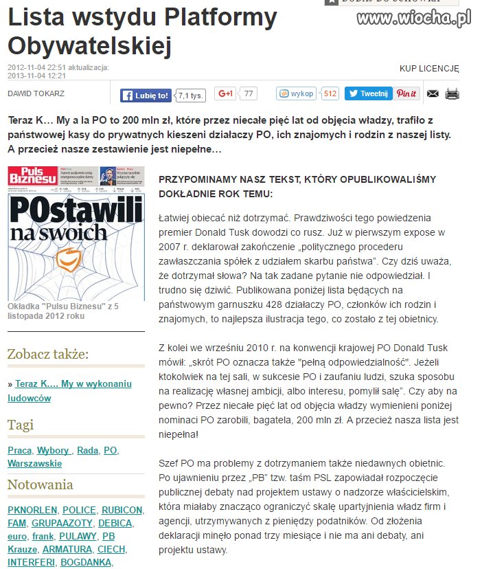Artykuł z czasu rządów PO.