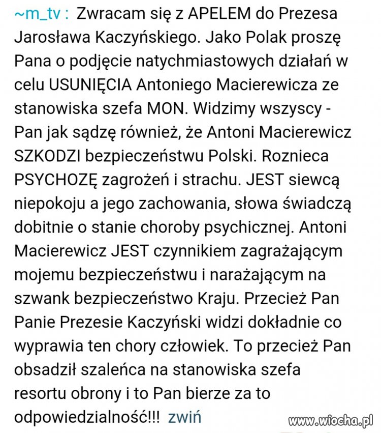 Macierewicz zapowiada "podjęcie działań".