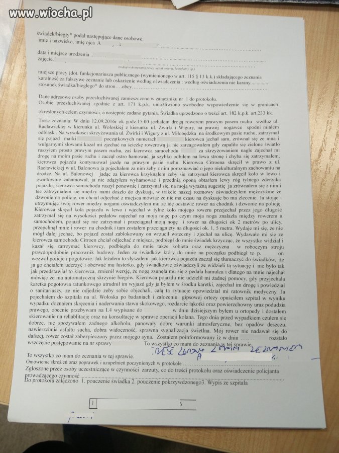 Świadome najechanie na rowerzystę. Zmiażdzony staw