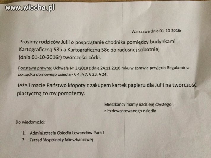 Zakaz malowania kredą po ulicy