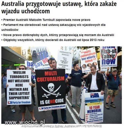 Przynajmniej Australia mądra przed szkodą.