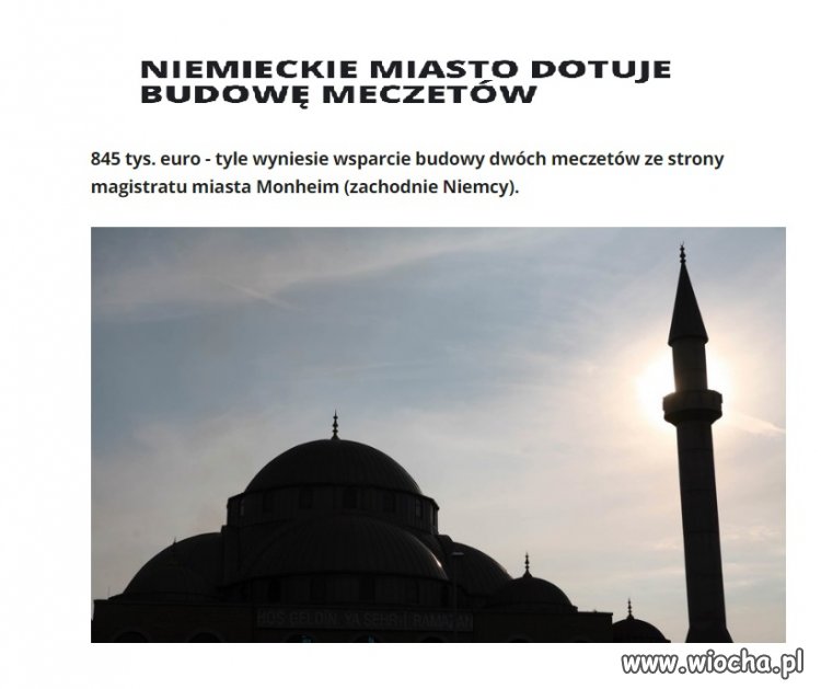 Nie chcą kościołów będą mieli meczety!