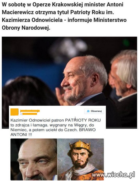Minister Macierewicz patriotą roku