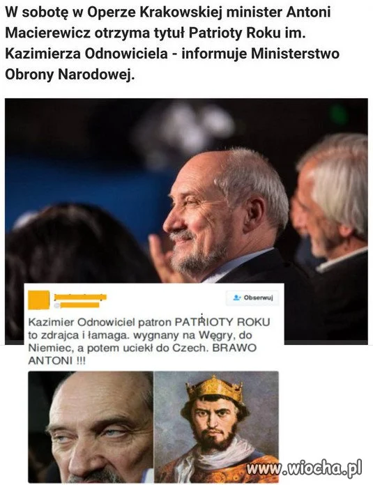 Minister Macierewicz patriotą roku