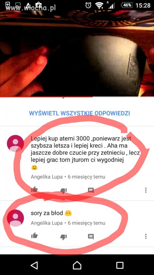 Ale zauważyła swój błod
