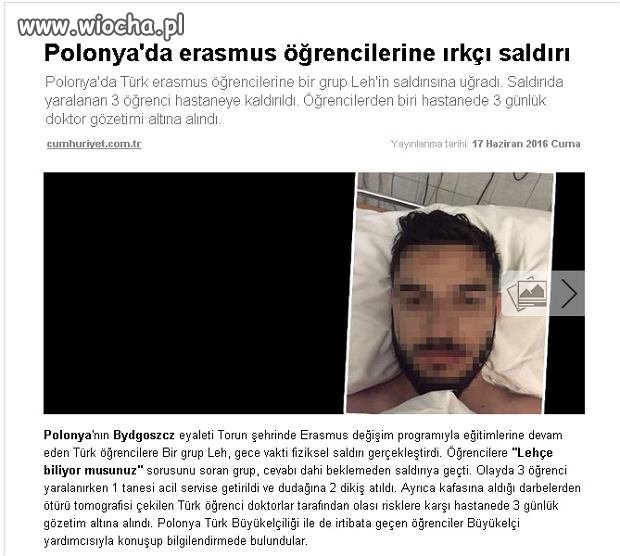 Turek pobity w Toruniu,bo nie mówił po polsku