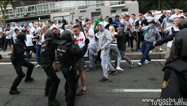 Kibole Legii w Madrycie, walki z policją.